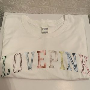 NWOT Pink “Love Pink” Rhinestone T-Shirt